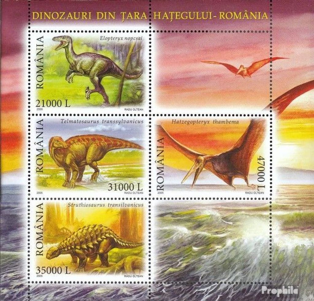 Briefmarken Rumänien 2005 Mi Block350 (kompl.Ausg.) postfrisch Prähistorische Tiere