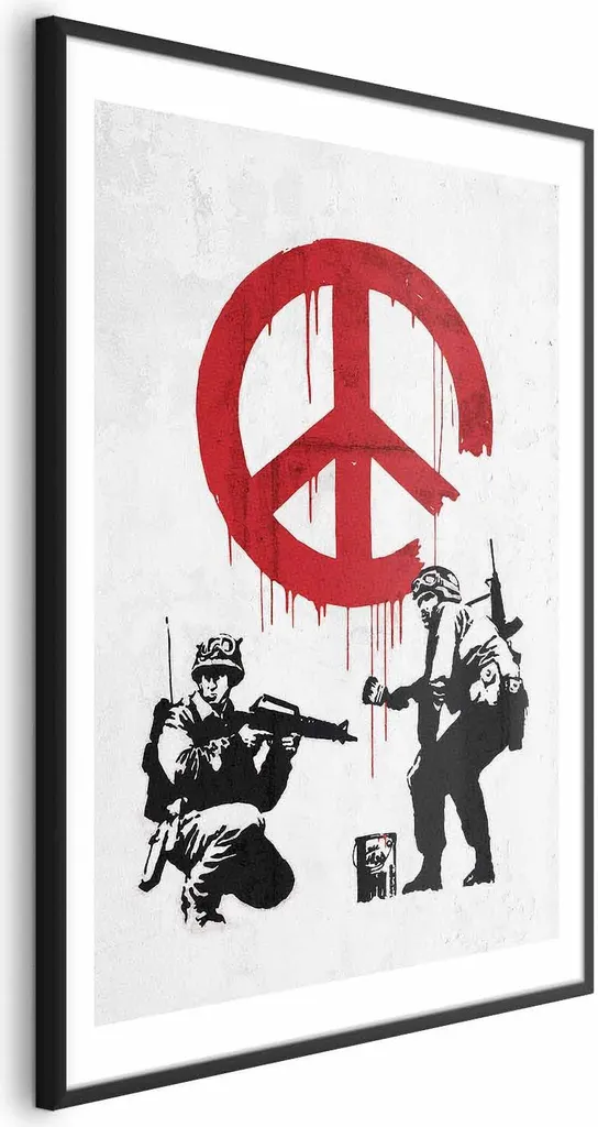 Quadro Guerra e Pace 40x60 con Cornice Nera Minimal - Arredo Moderno