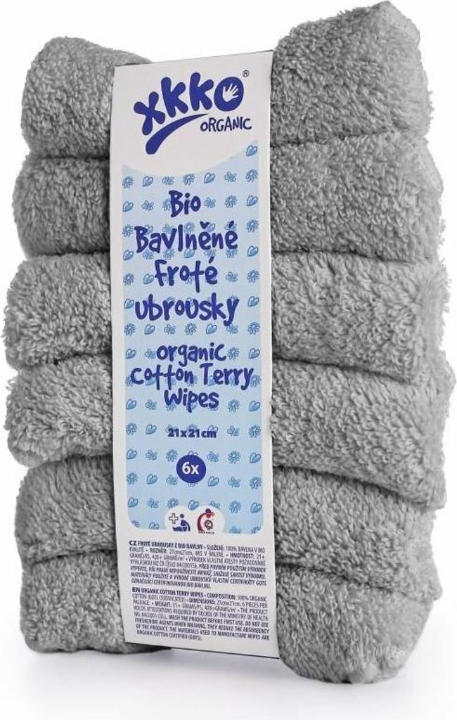 XKKO Bio Waschlappen Baumwolle 6 Stück 21 x 21 cm Frotteetücher