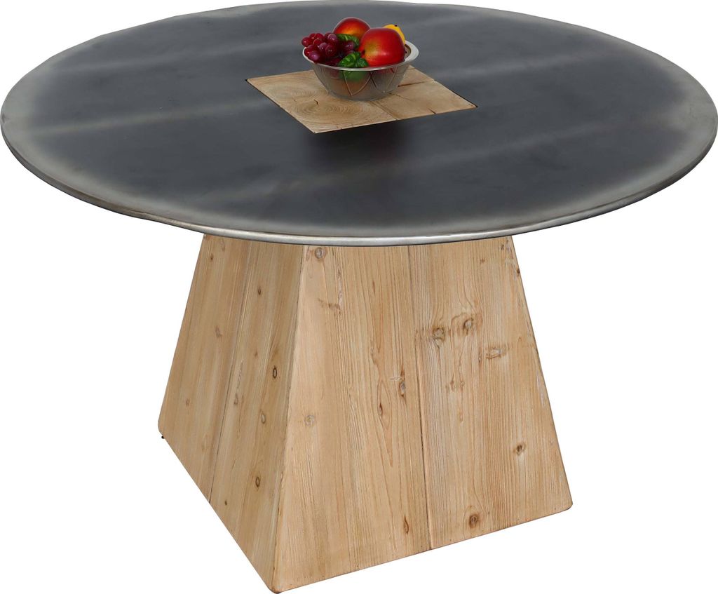Esstisch MCW-L76, Tisch Esszimmertisch, rund Industrial Massiv-Holz MVG- 74x120cm, natur mit Metall-Optik
