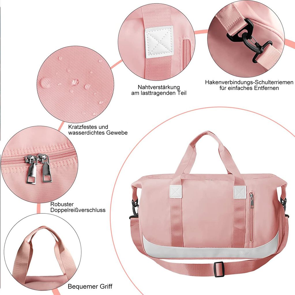 Sporttasche Damen Mit Schuhfach - 23L Wochenendtasche Mit Nassfach