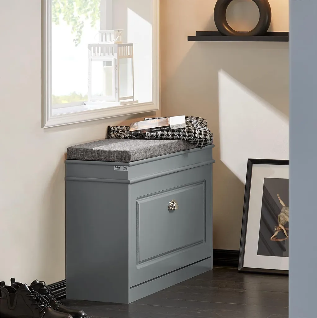 Rangez vos chaussures et asseyez-vous - Banc gris compact 75cm