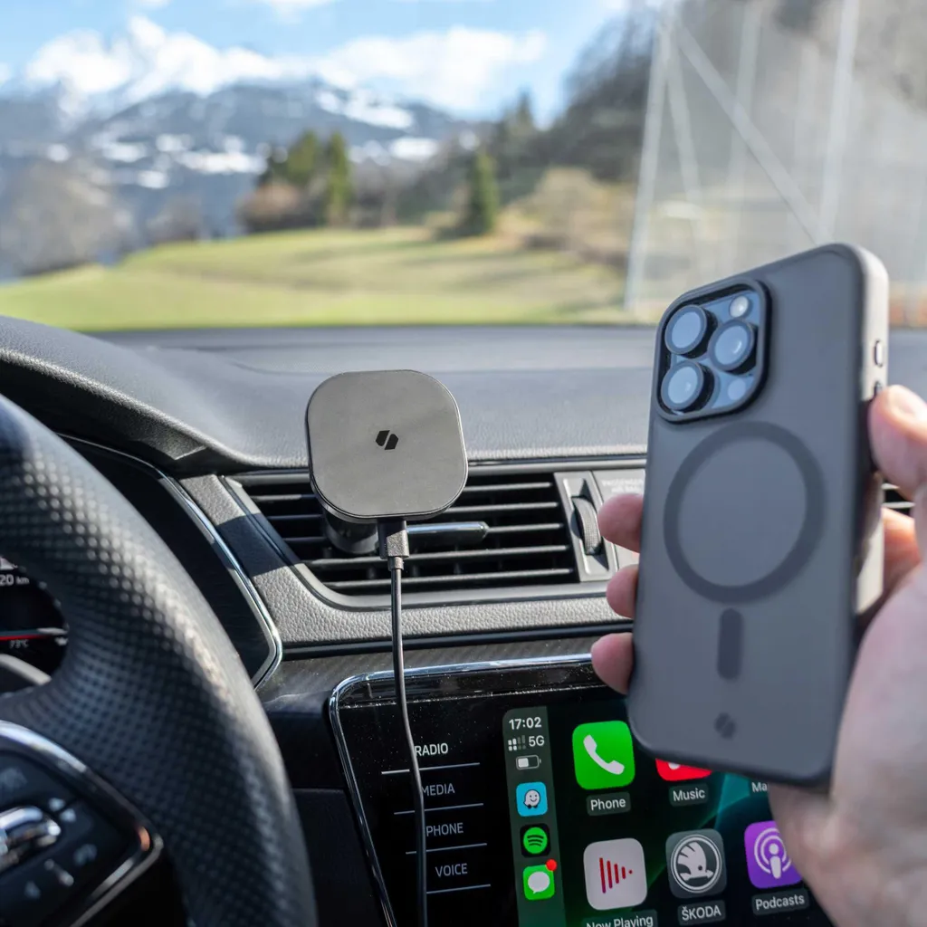 Chargeur induction voiture pour Magsafe et support grille aération