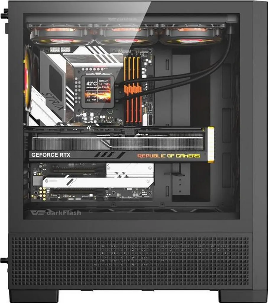 DarkFlash AIRNOVA Boîtier PC avec Trio de Ventilateurs Silencieux - 4