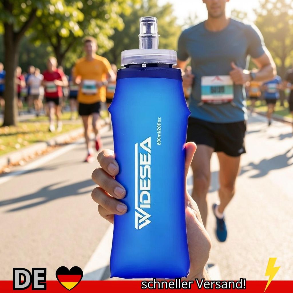 Wideea Trinkflasche Faltbar 600ml Weich Camping Sport