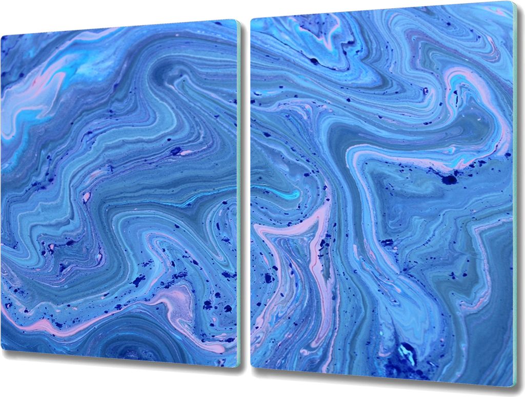 Coloray Schneidebrett Herdabdeckplatte 2x40x52 cm Kochplattenabdeckung Hackbrett Küchenbrett - Hellblaue Abstraktion