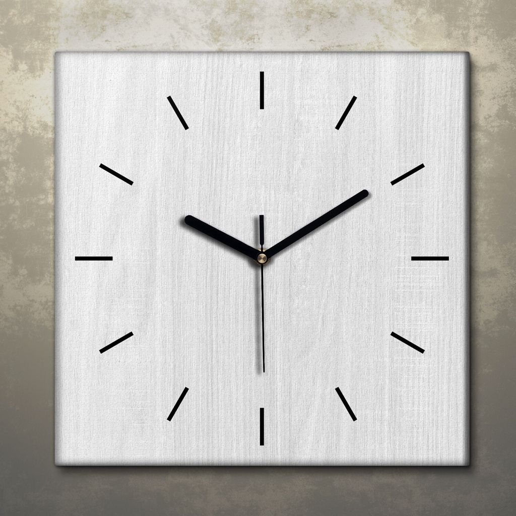 Wohnzimmer Leinwand Uhr Geräuschlos Küche 30x30 Weiß, Holz, Motive, Textur, schwarze Zeiger