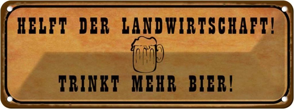 vianmo Blechschild 10x27 cm helft Landwirtschaft trinkt Bier Spruch Zitat