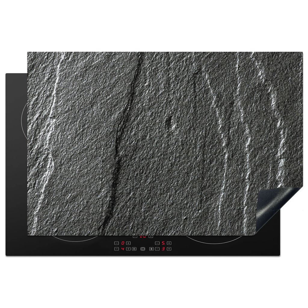 KitchenYeah Herdabdeckplatte Stein - Anthrazit - Grau - Steinstruktur , 76x51cm, Küche Deko, Glaskeramikkochfeld Herdabdeckung, Abdeckplatte fù...