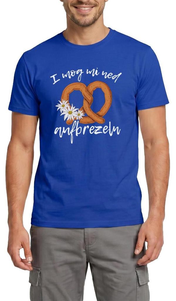 Spreadshirt I Mog Mi Ned Aufbrezeln Wiesn Spruch Männer T-Shirt, XXL, Dunkelblau