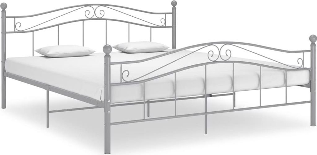 The Living Store Bett Grau Metall 200x200 cm
