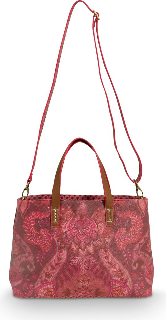 PiP Studio Damen Handtasche Damentasche Kunstleder Shopper Small Kyoto Festival, Farbe:Rot, Artikel:-dark pink