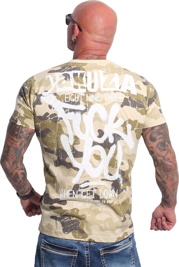 Yakuza Herren FU T-Shirt, Camouflage, 5XL