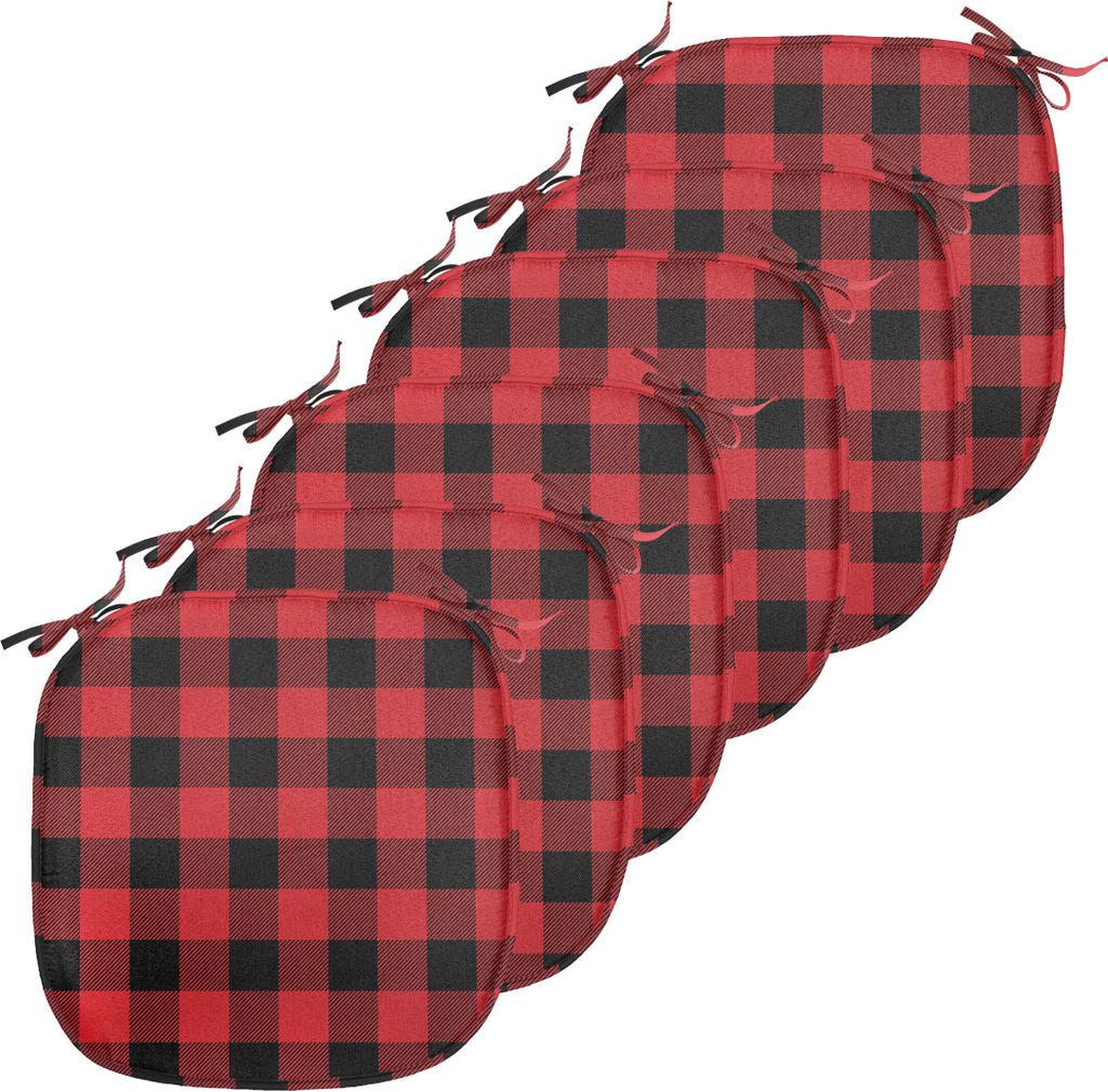 ABAKUHAUS Plaid Polster für Esszimmerstühle, Retro Lumberjack Buffalo, Dekoratives wasserfestes Kissen mit Riemen für Küchensitze, 40 cm x 40 c...