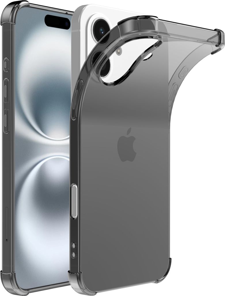 Smartphonica Handyhülle Geeignet für iPhone 16 Transparente stoßfeste Silikonhülle mit Bumper - Stoßfestes Back Cover Case - Schwarz