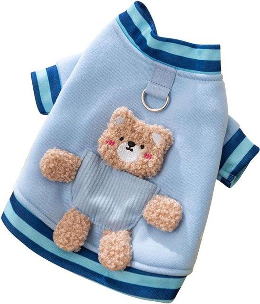 Hundemantel mit Karabiner, wärmes Winterjacke, weiche Jacke für kleine Hunde und Katzen (M, blau)