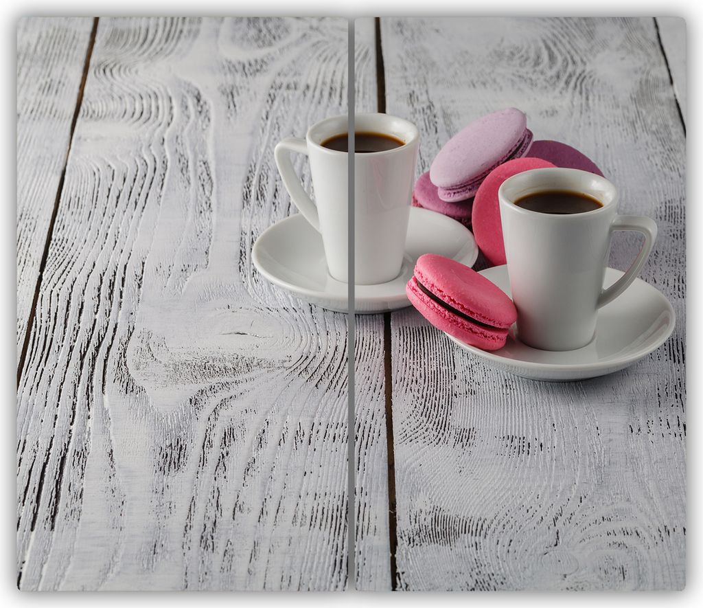 Tulup Glas-Herdabdeckplatte - 2x30x52cm - Glaskeramikkochfeld-Abdeckung Spritzschutz Zweiteilig Kaffee und Kekse