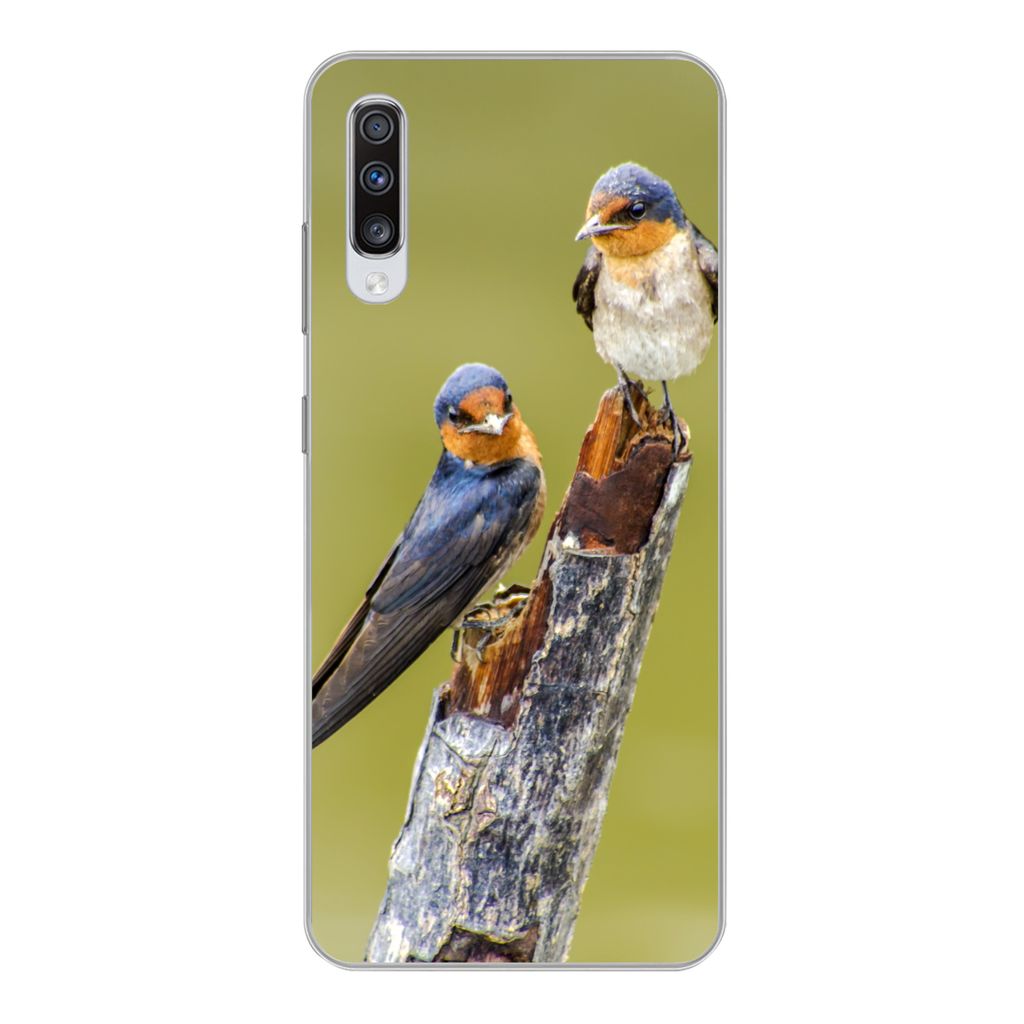 MuchoWow Handyhülle Schutzhülle Hülle für Samsung Galaxy A70 Vögel - Zweig - Porträt Silikon Softcase Handy Hülle - Schutzhaube