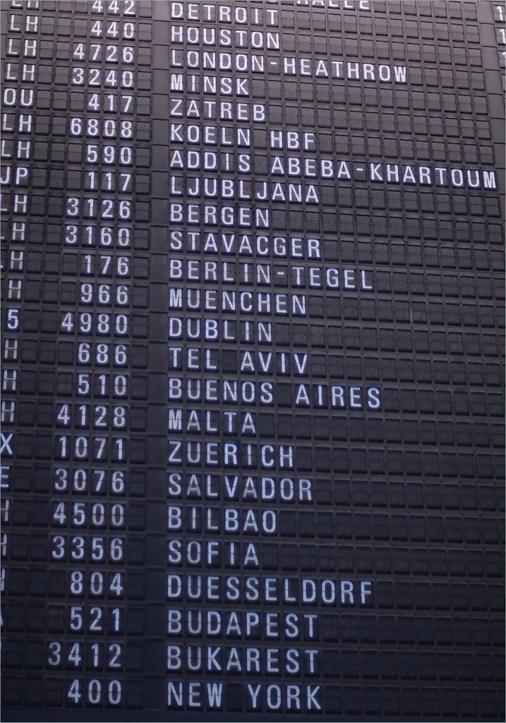 Wallario selbstklebendes Poster - Flughafen Abflugtafel, Größe: 70 x 100 cm