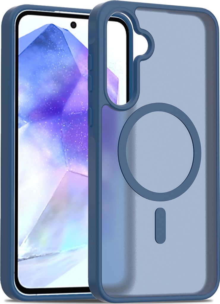 Magnetisch Hülle für Samsung Galaxy A55, Kompatibel mit MagSafe, Transluzente Matt Rückseite Stoßfeste Handyhülle Dunkelblau