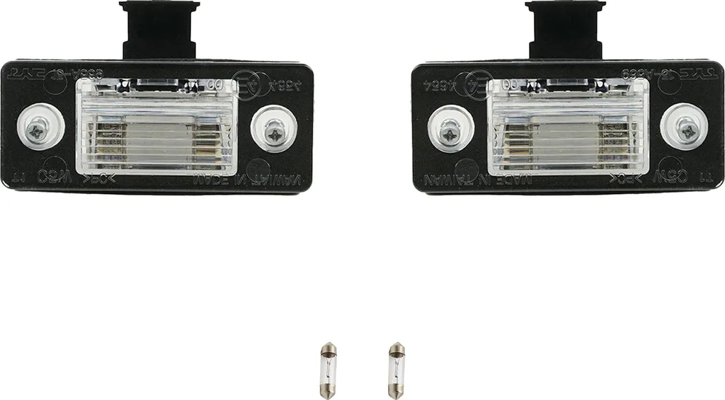 Johns, 2 luci targa + set lampadine sinistra destra compatibili con Skoda Fabia