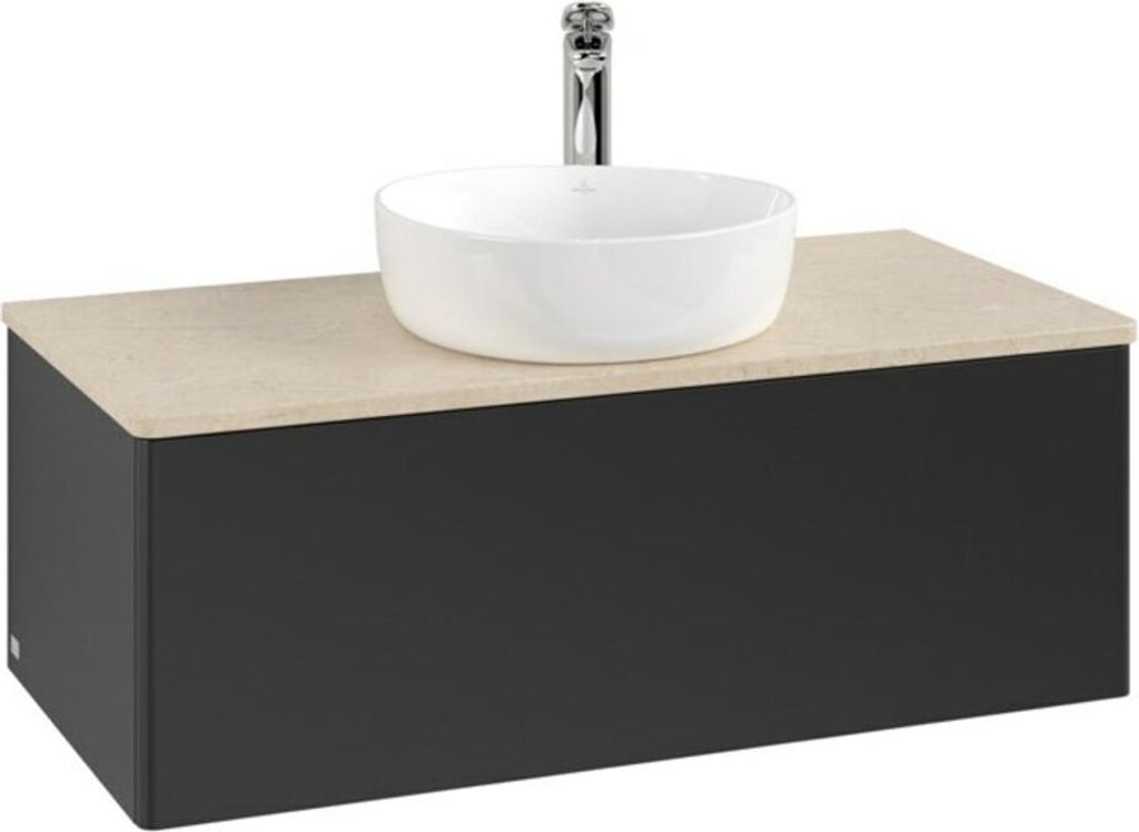 V&B Waschtischunterschrank ohne Frontstruktur, mit Beleuchtung Antao 100x36x50cm, HL, WBP botti., bla m Lac