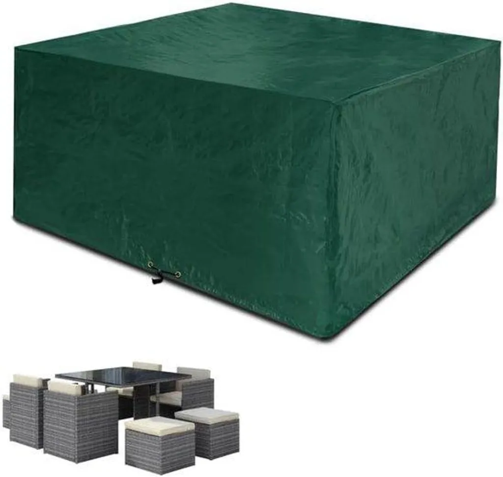 Housse de table de jardin anti-pluie et vent 135x135x71 cm noire solide