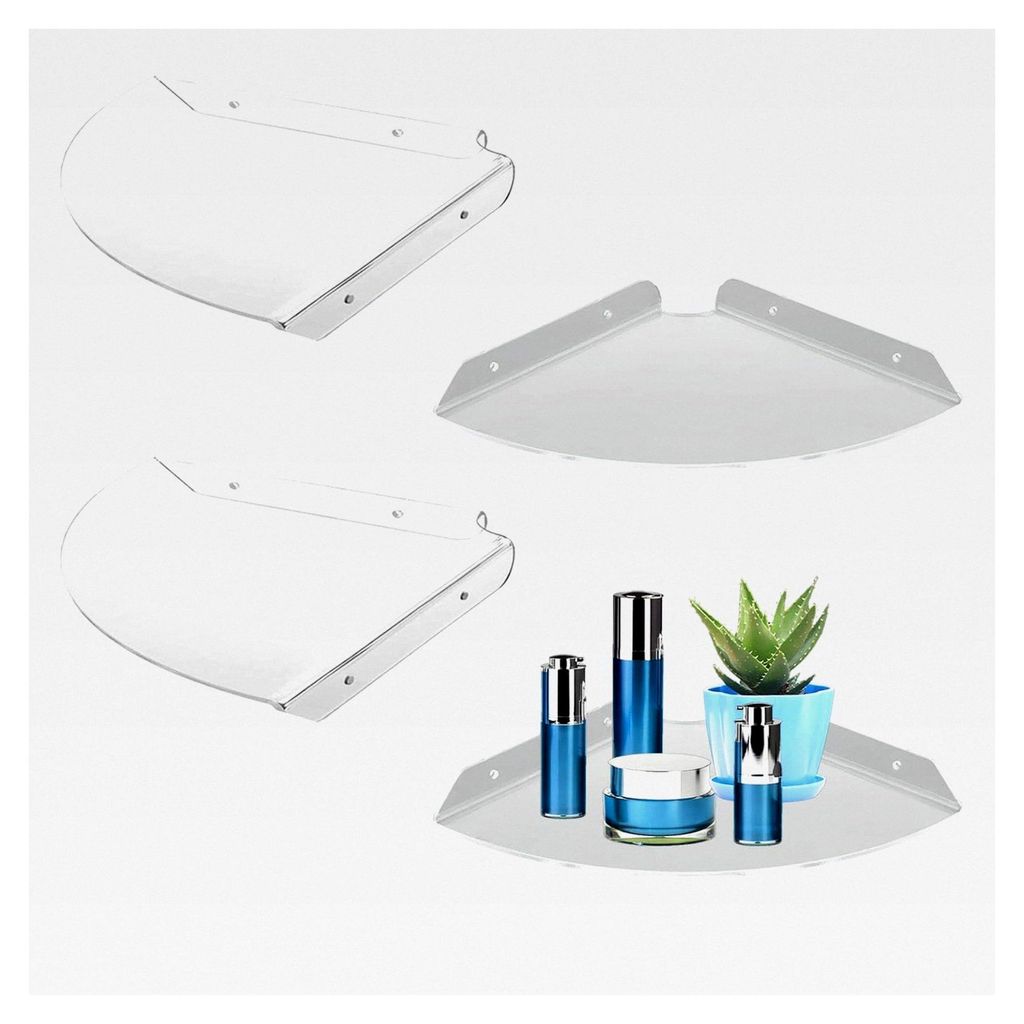 Hängendes Eckregal aus Acryl, 4er-Set, transparent, kleine Wandregale, geeignet für Badezimmer, Küche, Schlafzimmer, Büro, mit Befestigungsmate...
