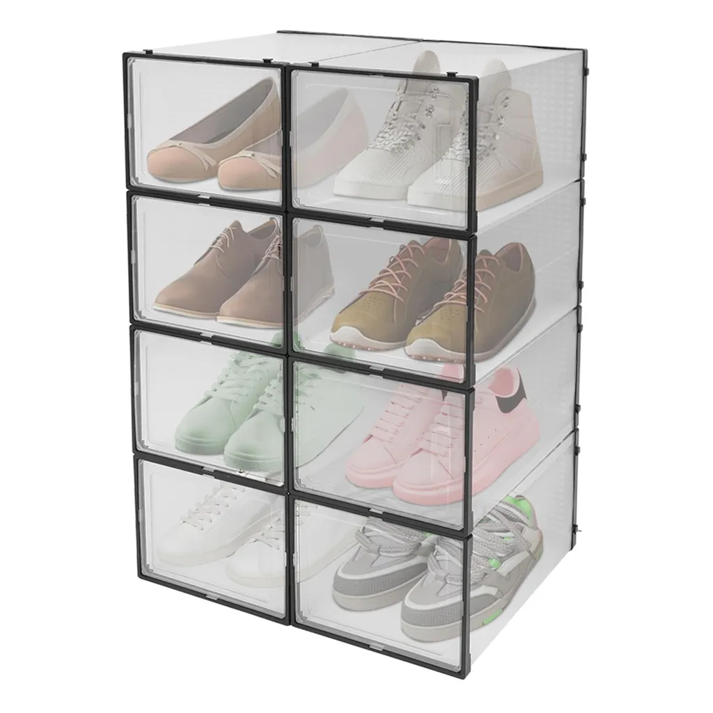 Boîtes de rangement chaussures empilables transparentes pack de 6