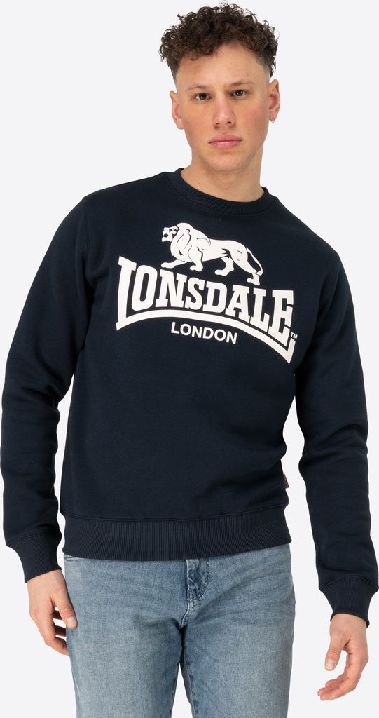 Herren Rundhals Sweatshirt schmale Passform GO SPORT Dark Navy/Ecru XL Lonsdale