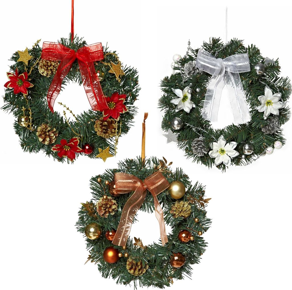3 x Weihnachtskranz - dekorierter Kranz - 32 x 32 x 10 cm