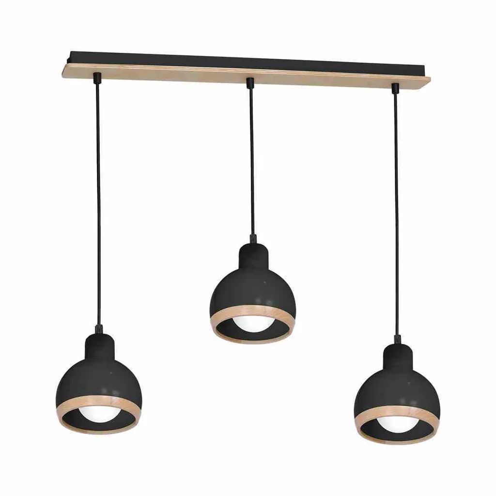 Lampadario Milagro OVAL MLP7046 Nero: Illuminazione Loft in Metallo e Legno