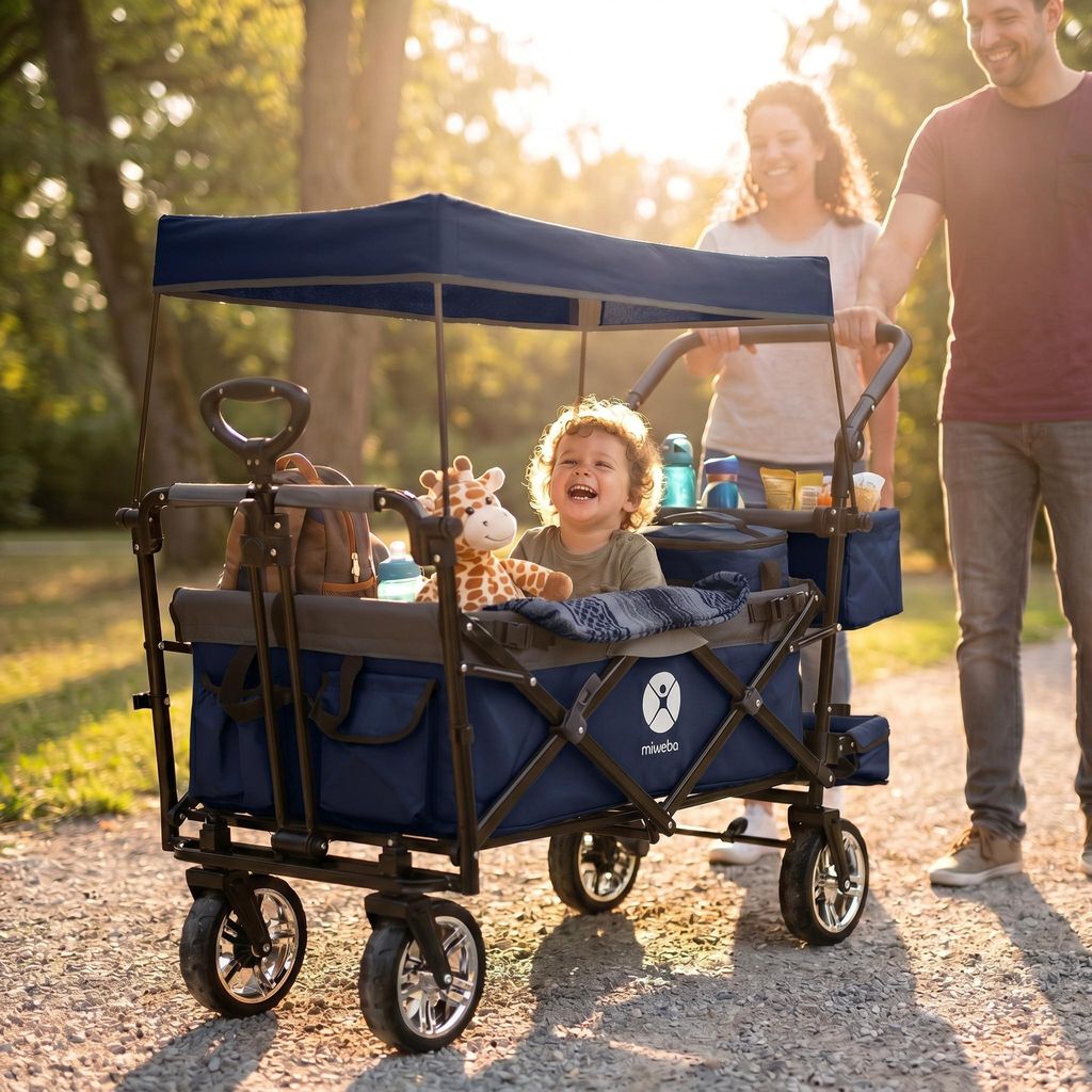Miweba Bollerwagen MB-20 faltbar | Transportwagen mit Dach Produktbild 