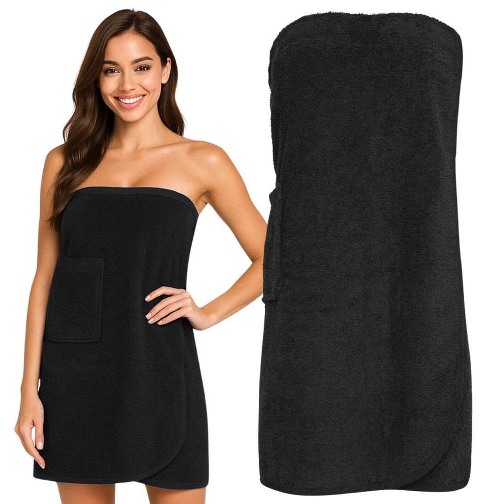 Pareo SPA L/XL Schwarz 100% Baumwolle Frottee Produktbild 