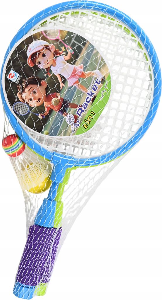 Badminton Set Kinder XXL 46cm - Federballspiel mit 2 Schlägern Ball & Federball