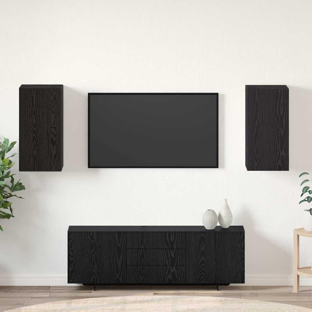 Maison Exclusive - Wand-TV-Schrank 2 pcs Schwarz Eichen-Optik 30,5 x 30 x 60 cm