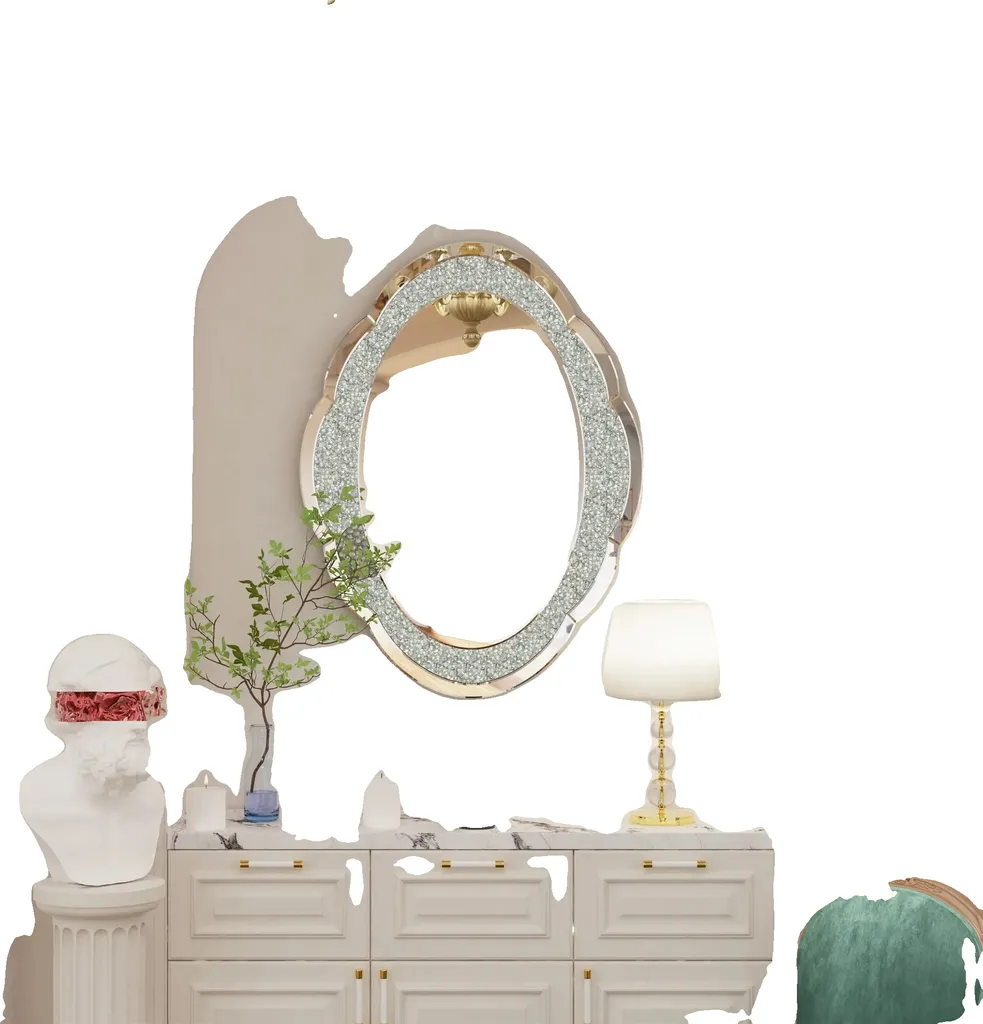 Miroir mural nuage gris clair design scintillant décoration chambre enfant