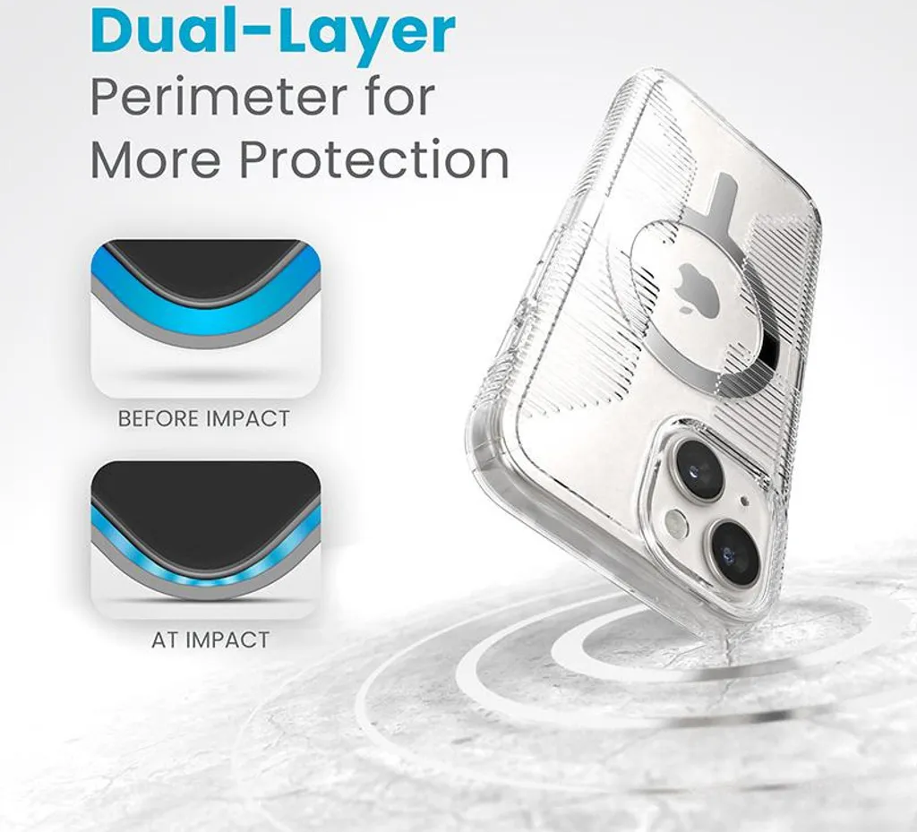 Protection iPhone 15 Speck Gemshell Grip avec MagSafe et Finition Chrome - 13