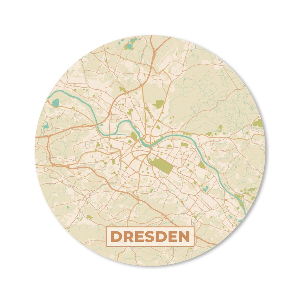MuchoWow Mauspad Mousepad Stadtplan - Dresden - Vintage - Stadtplan 50x50 cm - Mousepads - Maus Mat - Pad - Mausunterlage - Vinyl