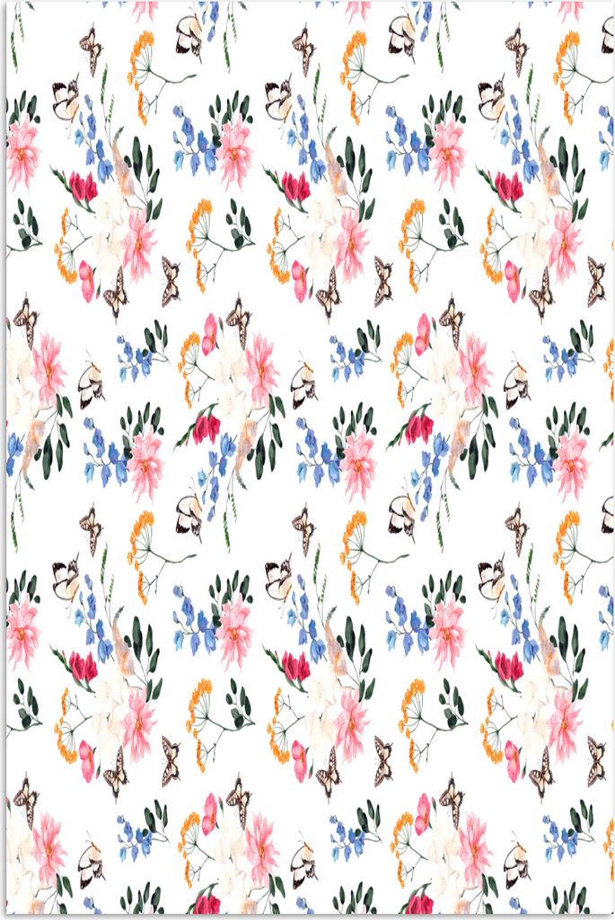 MuchoWow Poster Blumen - Muster - Pastell 40x60 cm - Plakate für die Wand - Poster Babyzimmer