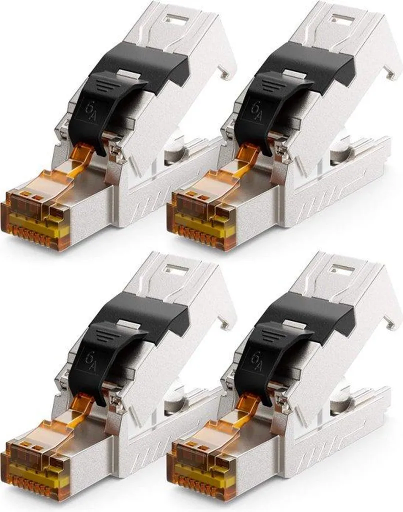 4 Connecteurs RJ45 CAT 6a Blindés avec Raccordement LSA pour Câbles LAN