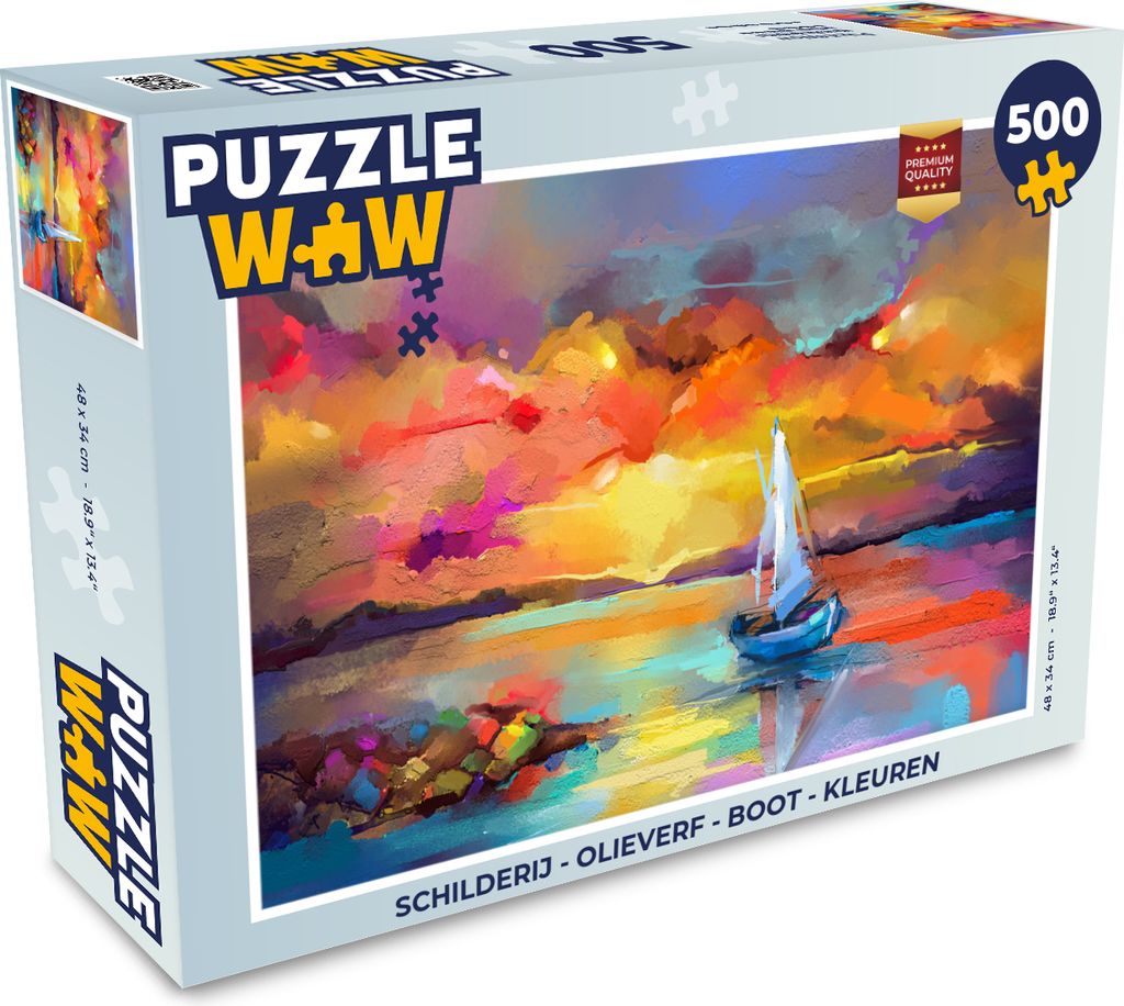 MuchoWow Puzzle 500 Teile Malerei - Ölfarbe - Boot - Farben - 500 Teile - Kinder - Selberbauen - Puzzlespiele