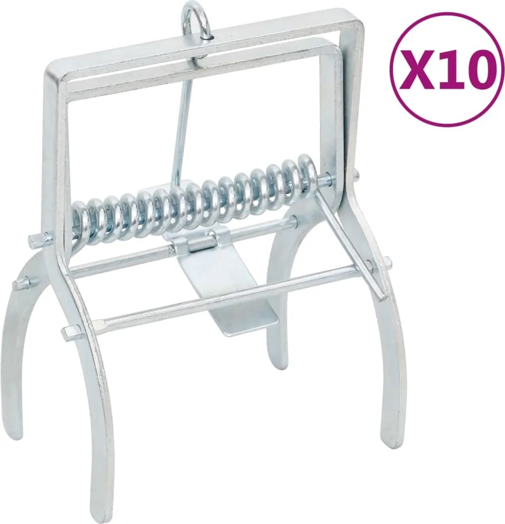 Piège à taupes argenté 10 unités acier galvanisé haute résistance 12cm