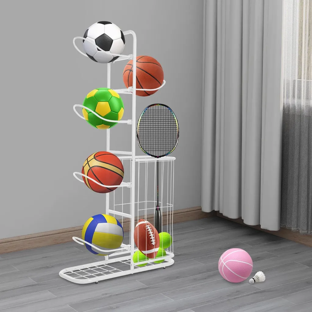 Rangement ballons de basket pour garage et intérieur, support gain de place