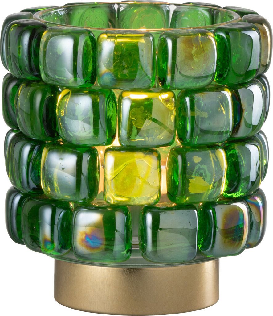 J-Line Teelichthalter Quadratisch Mosaik Glas Grün Small
