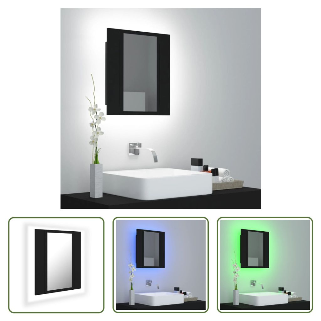 The Living Store LED-Bad-Spiegelschrank Schwarz 40x12x45 cm Acryl