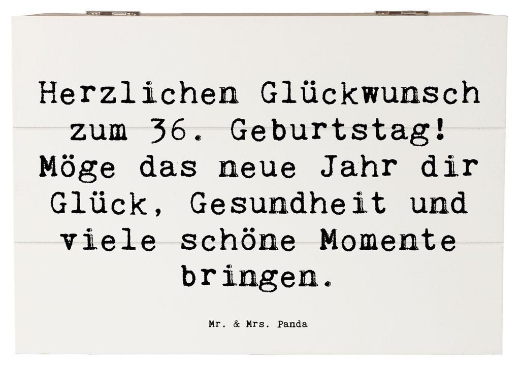 Mr. & Mrs. Panda Holzkiste Spruch 36. Geburtstag Glückwünsche 22 x 15 cm - Weiß - Geschenk, Geschenkbox, Happy Birthday, Freunde, Box, besondere...