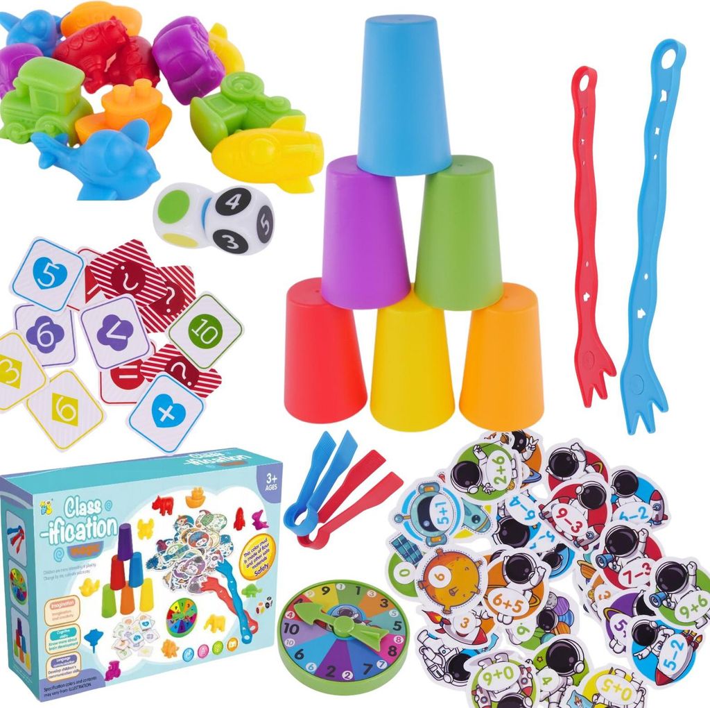Großes pädagogisches Set Farben zählen lernen Montesorri Game Sorter Cups