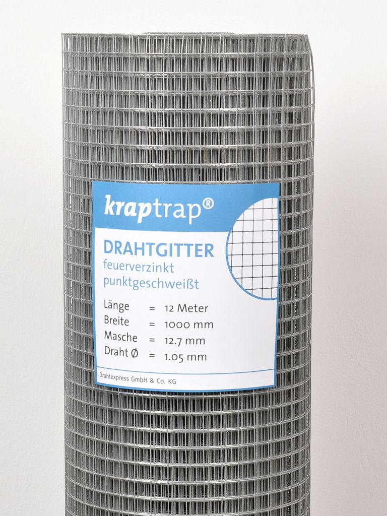KrapTrap Volierendraht Drahtgitter I Käfigdraht Schweißgitter I 12x12mm 1 x 12m I 1,05mm stark Drahtzaun Maschendraht