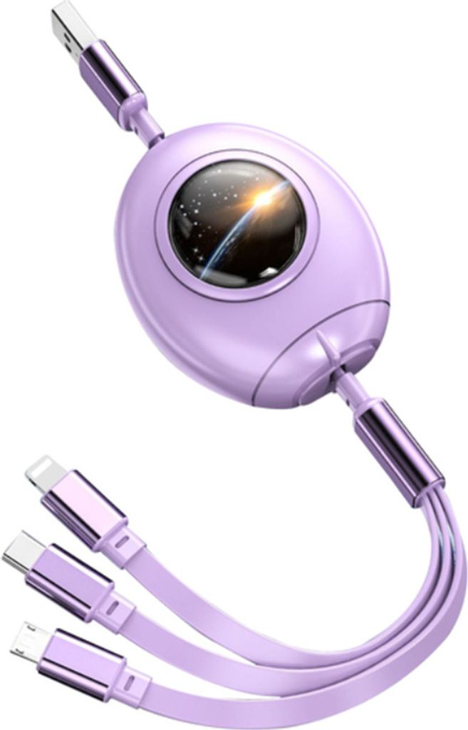 5A 3-in-1 Usb C Ladekabel a bis 8-polig Micro Type Kompatibel für iPhone Huawei Samsung Xiaomi Purple